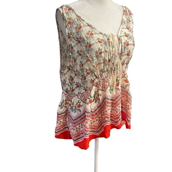Anthropologie Patrons Of Peace Boho Floral Flowy Gauzy Top Size L Hippie Summer - Picture 4 of 10